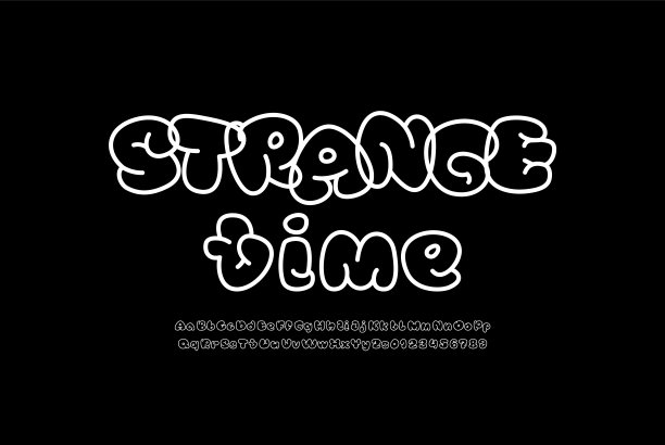 漫画字体由线条、字母绘制的卡通风格图片下载