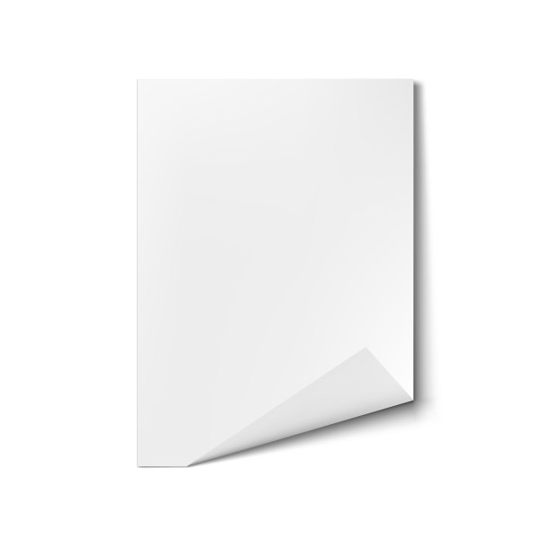 弯曲的纸与卷曲的角落和现实的阴影图片下载