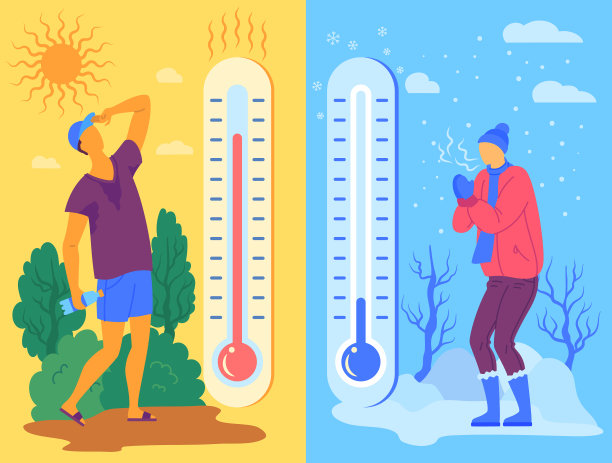 卡通人物人物和热或冷的天气图片下载