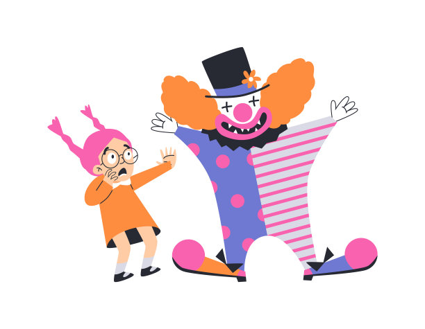 孩子害怕概念小女孩害怕小丑图片下载