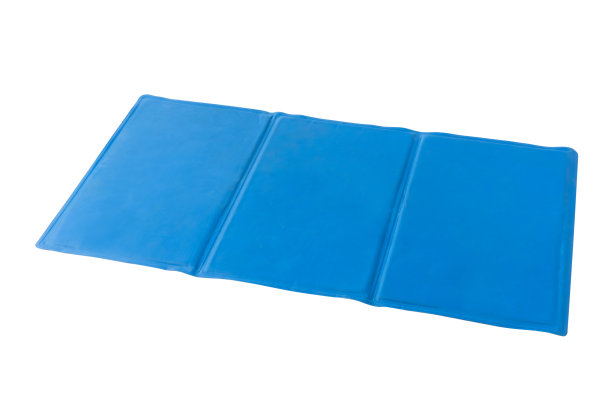 蓝色宠物冷却垫或地毯孤立在白色背景与修剪路径图片下载