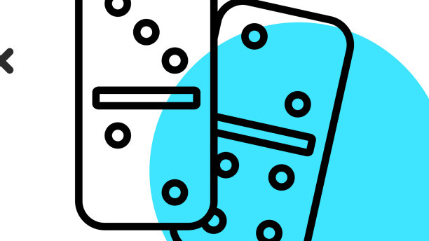 黑线多米诺图标孤立在白色图片下载