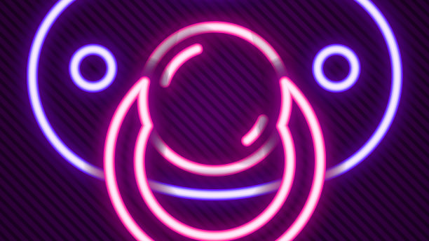 发光的霓虹灯线婴儿奶嘴图标图片下载