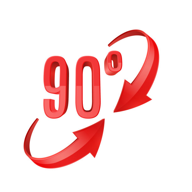 红色光滑的三维曲线箭头和90度唱歌图片下载