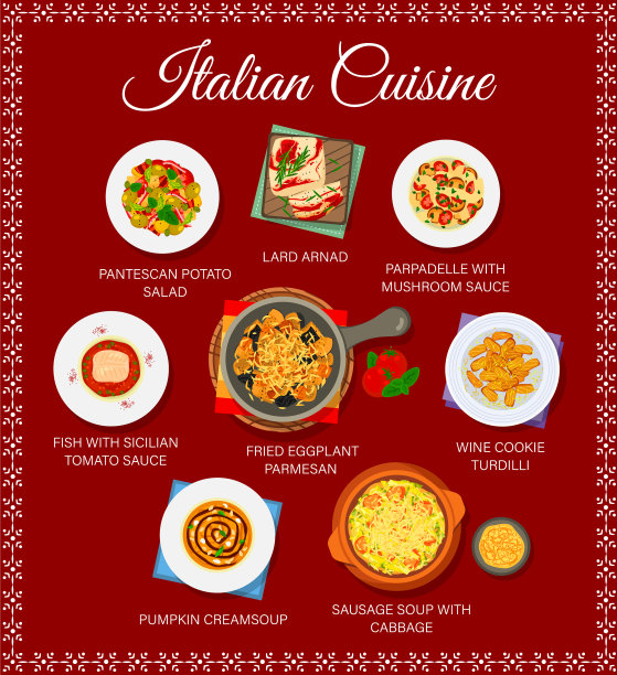 意大利菜菜单意大利菜菜肴和意大利面图片下载