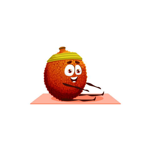 荔枝水果卡通人物健身瑜伽运动图片下载