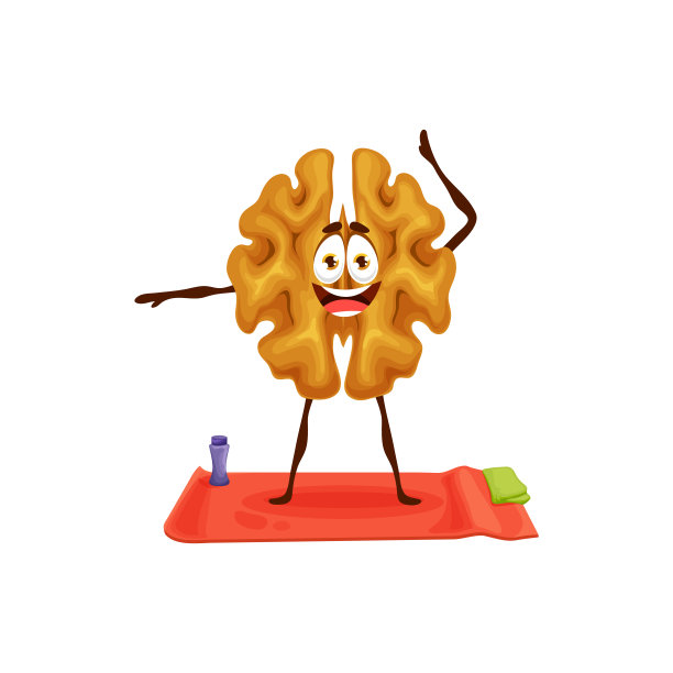 卡通快乐核桃人物对瑜伽或健身图片下载