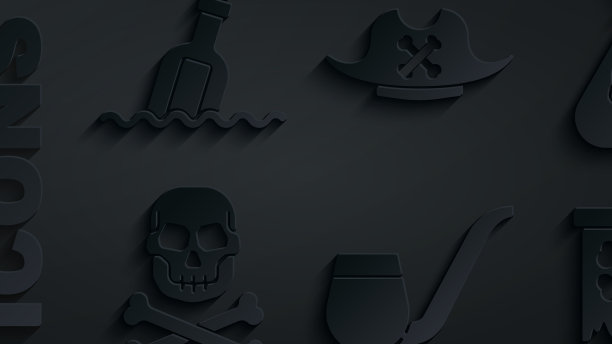 把烟斗海盗币的头骨放在交叉的骨头上图片下载