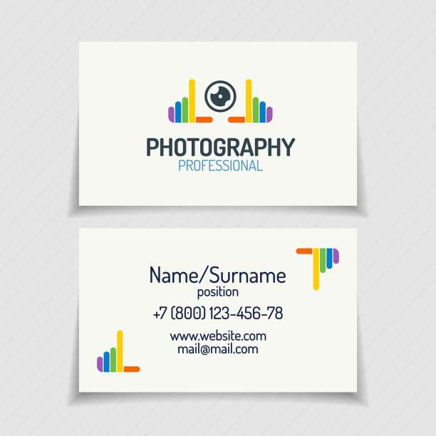 名片与摄影标志彩色的手和镜头的颜色风格图片下载