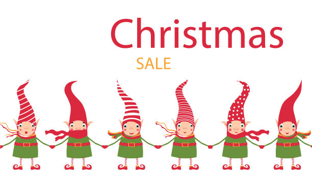 库存与圣诞节销售横幅可爱的精灵图片下载