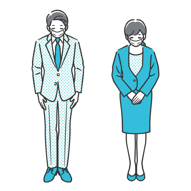 男子和女子鞠躬(戴面具)图片下载