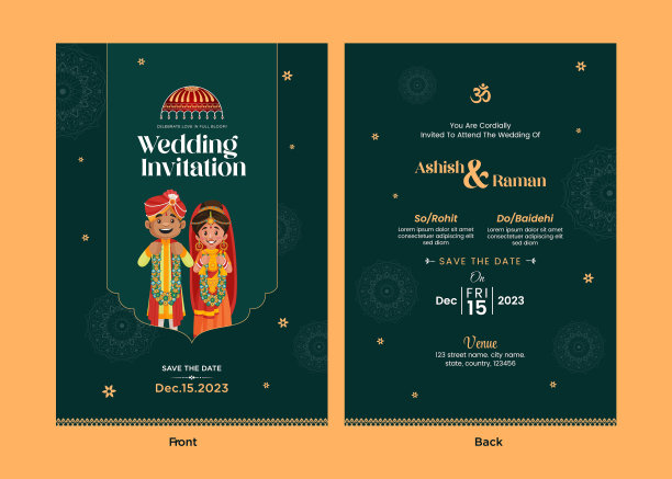 漂亮的印度婚礼邀请函图片下载