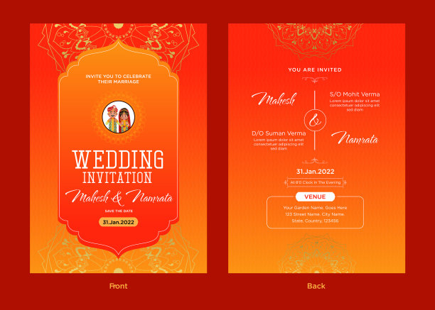 漂亮的印度婚礼邀请函图片下载