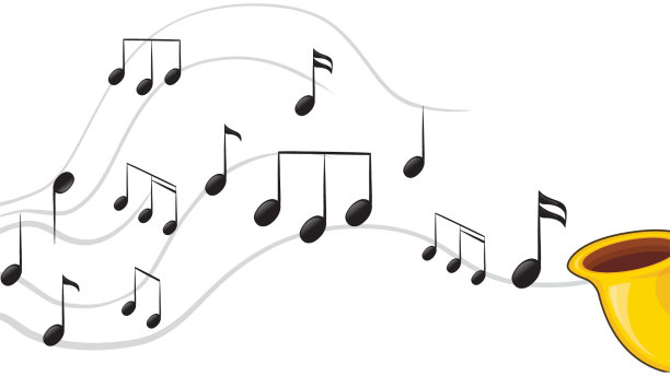 白底有音符的萨克斯风图片下载