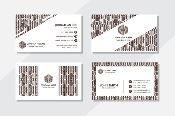 横排名片设计模板中的线条图案元素图片下载