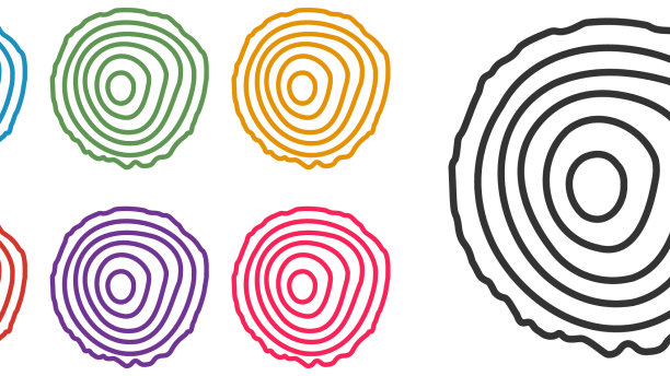 设置线树年轮图标孤立在白色图片下载