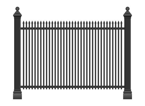 现实钢栅栏矢量插图孤立在白色图片下载