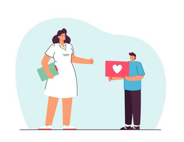 女护士向小男孩竖起大拇指图片下载