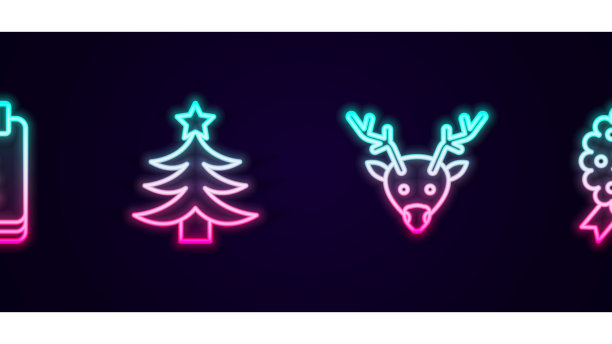 设置行圣诞节日历树驯鹿图片下载