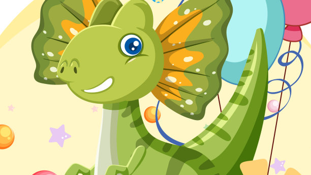 可爱的恐龙主题派对卡通图片下载