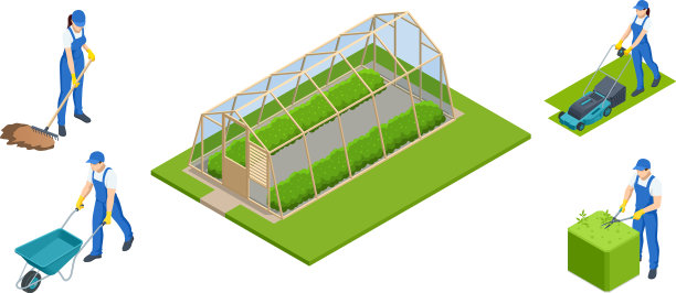 等距园丁、农民和工人关怀图片下载