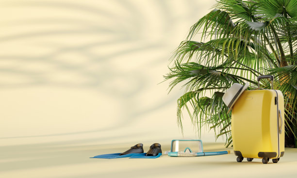 时间旅行概念广告与旅游元素。3 d演示。图片下载