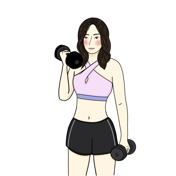 女人锻炼身体靠举哑铃图片下载