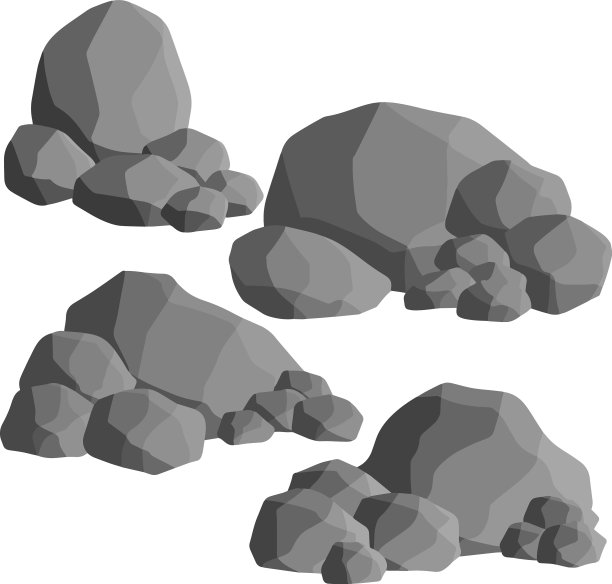 一组不同形状的灰色花岗岩图片下载