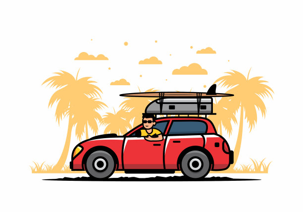 一个男人开车去度假图片下载