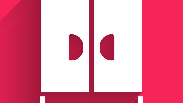 白色衣柜图标与长阴影隔离图片下载