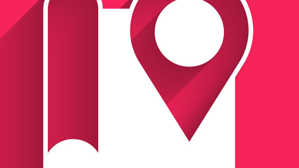 白色折叠地图与位置标记图标图片下载