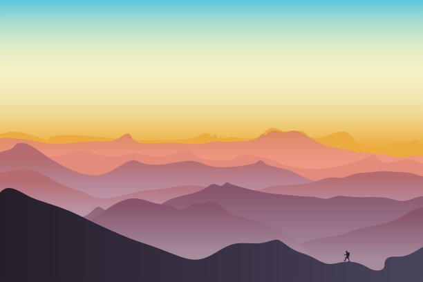 矢量明亮的山的轮廓图片下载