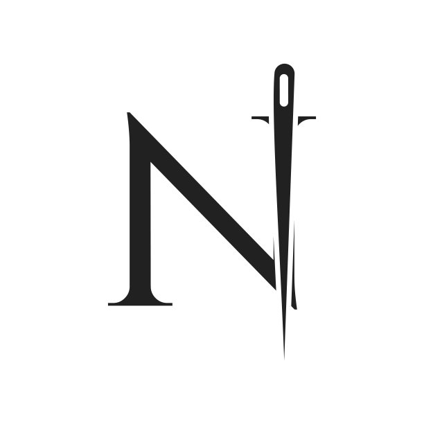采购产品初始字母N裁缝标志，针和线组合刺绣，纺织品，时装，布，织物模板图片下载