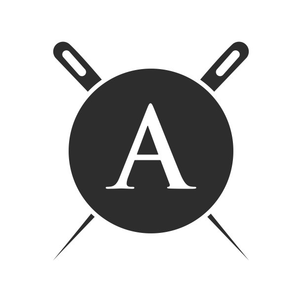 采购产品首字母A裁缝标志，针和线组合刺绣，纺织品，时装，布，织物模板图片下载