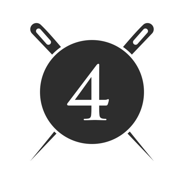 采购产品首字母4裁缝标志，针和线组合刺绣，纺织品，时装，布，织物模板图片下载