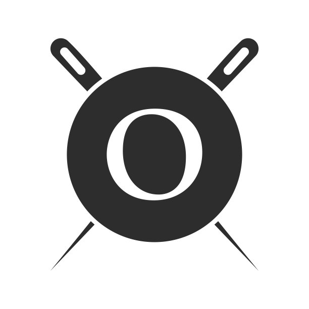 采购产品首字母O裁缝标志，针和线组合为绣花，纺织品，时装，布，织物模板图片下载