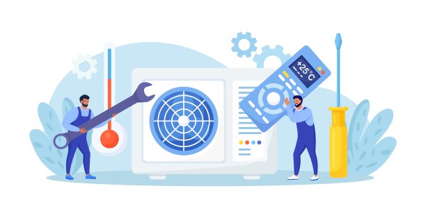 专业空调维修服务。冷却系统的维护和安装。保修维修和清洗，更换过滤器。工人用扳手图片下载