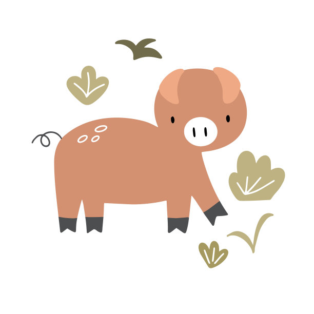 可爱的猪孤立在白色背景矢量插图为您的设计图片下载