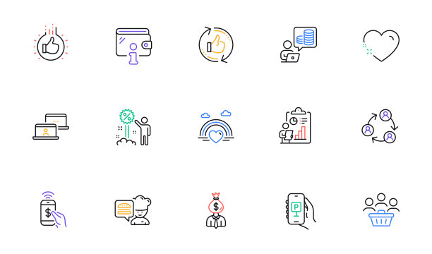 厨师折扣和报告线图标的网站图片下载