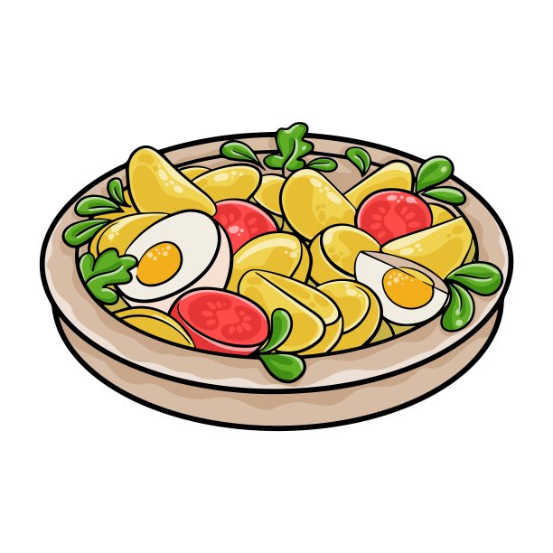 Kartoffelsalat。传统的德国白底土豆沙拉。图片下载