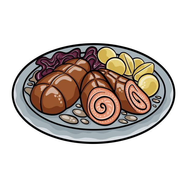 盘子里有美味的牛肉卷。德国牛肉卷食谱图片下载
