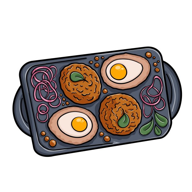 深色木质背景下，大而多汁的肉片，里面塞着煮熟的鸡蛋。苏格兰肉片。图片下载