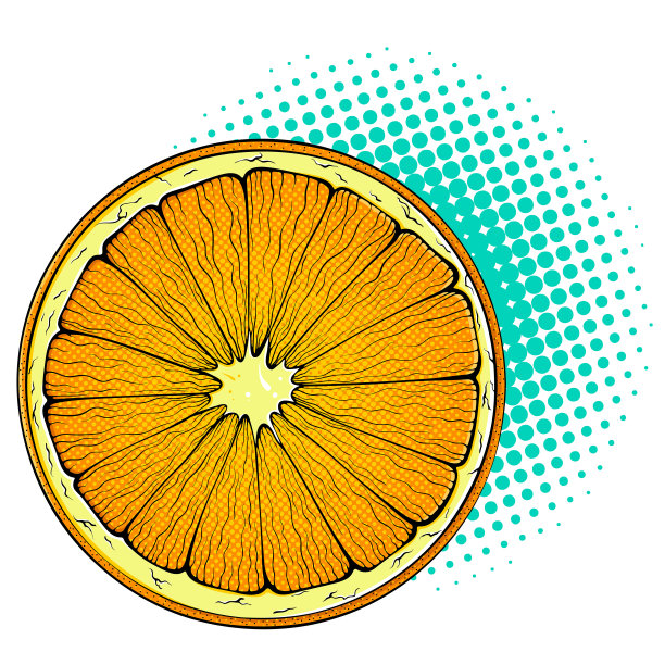 切片橙圆波普艺术风格贴纸图片下载