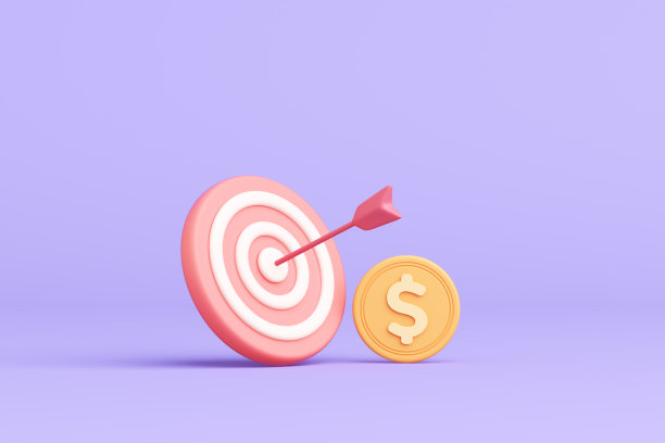 圆形射箭靶或靶心和金融货币硬币美元经济投资股票市场业务成功的赢家。图片下载