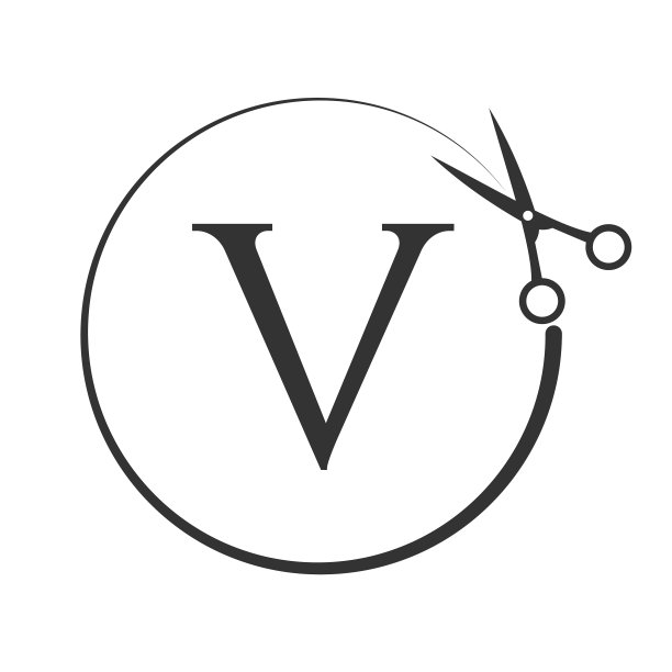 沙龙和理发标志上的字母v标志图片下载
