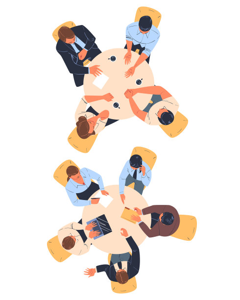 与办公室同事一起在餐桌上头脑风暴图片下载