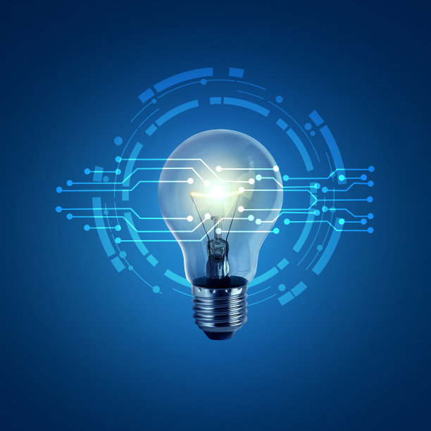 灯泡在，新想法与创新技术和创造力。创意与闪闪发光的灯泡图片下载