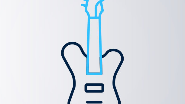 线电贝斯吉他图标孤立在白色图片下载