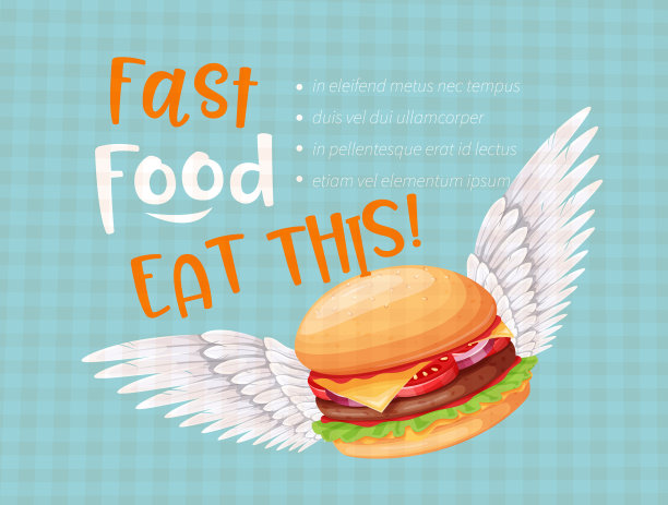 汉堡和白鸡翅图片下载