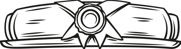 证书文凭与丝带轮廓图标图片下载